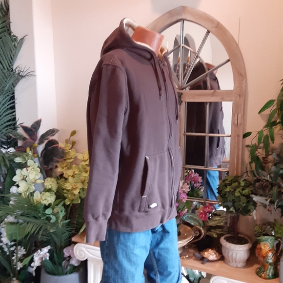 DICKIES Script Embroidered Full Zip Hvy Fleece Lined Hooded Jacket Size Large - Picture 2 of 10